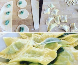 Spinach and Ricotta ravioli with sage butter